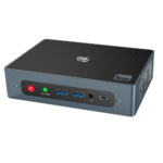Beelink GTi 10 Windows Intel NUC Mini PC - Showing from the front with Power Button, CMOS Reset Button, 2x USB Type-A 3, 3.5mm Headphone&Microphone Jack and USB Type-C