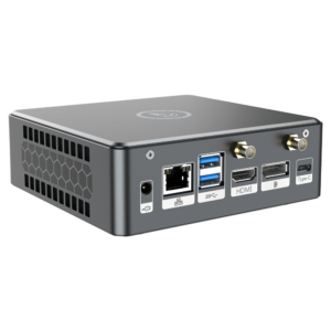 Proteus by DroiX Windows Mini PC - Shown from the rear with Display Port, HDMI Port, USB Type-C Port, 2x USB Type-A and RJ45 1GB/s Ethernet Port